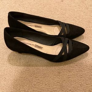 Black pointy toe low heels